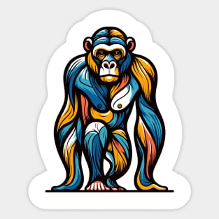 Pop art monkey illustration. cubism illustration of monkey Sticker